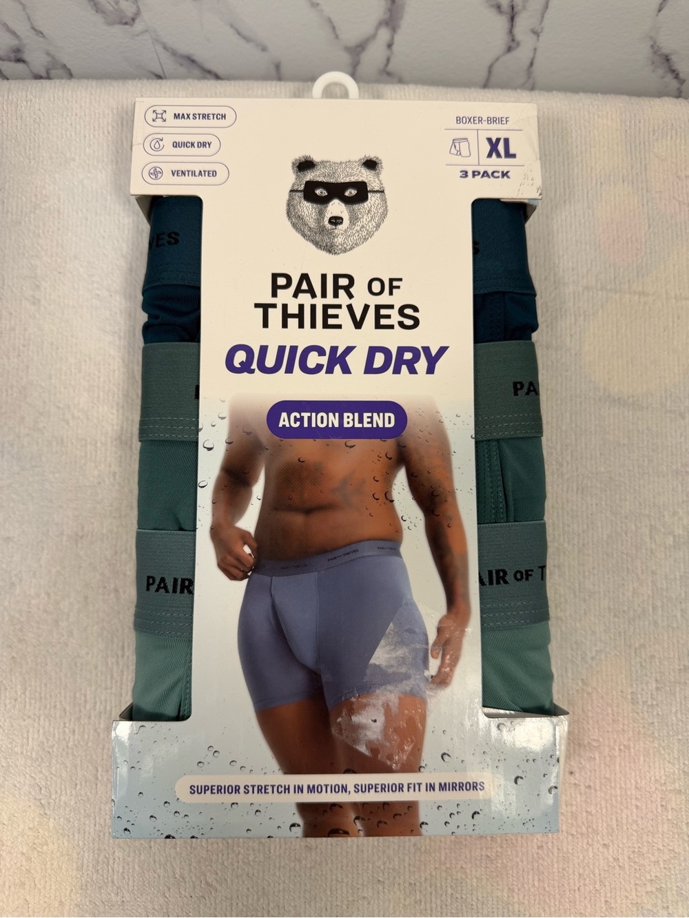 Pair of Thieves Quick Dry Boxer Briefs 3-Pack Green XL NIB